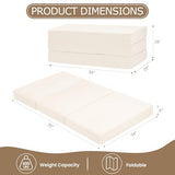 feliz home 6-Inch Tri-Fold Mattress Full Size - Foldable Futon Sofa Bed with Removable Washable Cover, Folding Memory Foam Futon Mattress | Non-Slip Bottom & Carry Handles for Guest, Camping, Dorm feliz home
