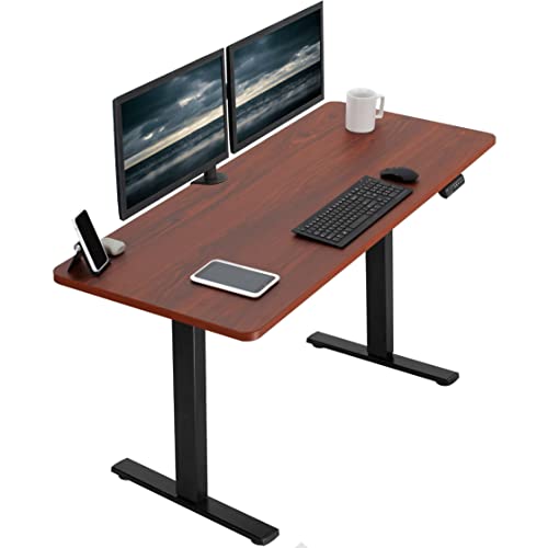 VIVO Electric 60 x 24 in Standing Desk, Memory Height Adjustment, 1B Series, Holds 220 lbs, One-Piece Dark Walnut Top, Black Frame, DESK-KIT-1B6D VIVO