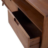 Walker Edison 3-Drawer Mid Century Modern Wood TV Stand for TV's up to 65" Flat Screen Cabinet Door Living Room Storage Entertainment Center, 58 Inch, Walnut Walker Edison