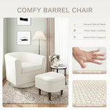 COLAMY Upholstered Swivel Barrel Accent Chair with Ottoman, Modern Single Sofa Lounge Armchair Club Chair with Storage Space for Living Room Bedroom Office, Beige,2pc COLAMY