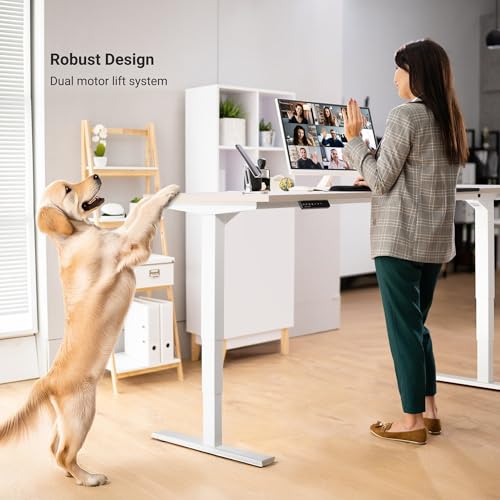 Progressive Desk Stand Up Height Adjustable Electric Standing Desk - 48" x 30" with Dual Motor, 3 Stages Sit Stand Table - Gray Oak, Black Frame Progressive Desk