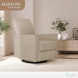 Evolur Harlow Upholstered Power Glider Recliner with USB Charging – Rocking & 360° Swivel with Smooth Glide – Greenguard Gold & FSC Certified – Modern Nursery and Living Room Chair in Fawn Evolur