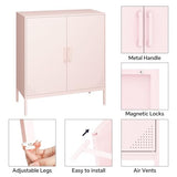 Steehoom Metal Storage Cabinet with 2 Doors, Steel Buffet Sideboard Entryway Locker Cabinet Kitchen Cupboard for Living Room, Dining Room, Kitchen, Office, Bar (Pink, 31.5" D x 15.75" W x 35.43" H) Steehoom