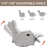 Kolavess Swivel Rocker Recliner Chair for Adults, Nursery Rocking Chair with Heat and Massage, Glider Reclining Chair for Small Space Living Room Bedroom, Beige