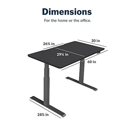 Vari Classic Electric Standing Desk - VariDesk Height Adjustable Sit/Stand Desk - Dual Motor with Memory Presets, Stable T-Style Legs - Gaming or Home Office Workstation - 60”x30”, Black Vari