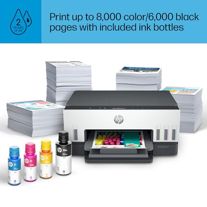 HP Smart -Tank 6001 Wireless Cartridge-Free all in one printer, this ink -tank printer comes with up to 2 years of ink included, with mobile print, scan, copy (2H0B9A)