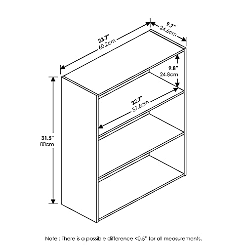 Furinno Pasir 3-Tier Open Shelf Bookcase, Amber Pine - WoodArtSupply