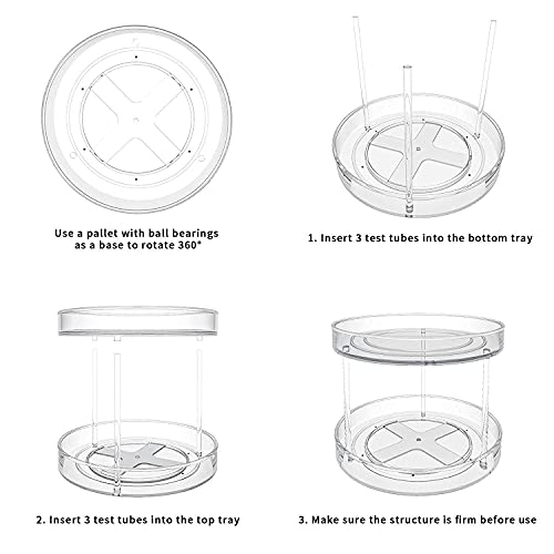 VAEHOLD 2 Tier Lazy Susan Turntable Spice Rack Organizer for Kitchen Cabinet, Farmhouse Tiered Tray Decorative Trays for Fruit, Snacks - Organizer for Cupboard, Pantry, Bathroom, Table VAEHOLD