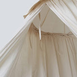IBIZA VIBE MAMERIA Kids Bed Canopy with Frills Cotton Hanging Tent Curtain Net for Reading Nook Hideaway Bedding Play Room Decor (Beige)