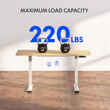 FlexiSpot E6 Solid Wood 3-Stage Dual Motor 55 x 24 Electric Standing Desk, Holds 220 lbs, Adjustable Height w/ Memory Presets, Butcher Block Rubberwood Desktop & White Frame, Ships in 2 Boxes FLEXISPOT