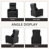 zzlay Leather Recliner Chair for Living Room, Modern Adjustable Home Theater Seating Single Sofa with Adjustable Backrest & Padded Armrests, Manual Push Back Armchair for Small Spaces,Black