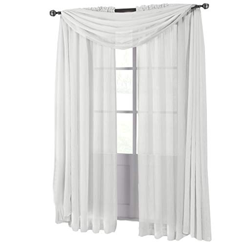 Royal Hotel Bedding Abri White Rod Pocket Crushed Sheer Curtain Panel 1PC Only, 50x108 inches Royal Hotel Bedding
