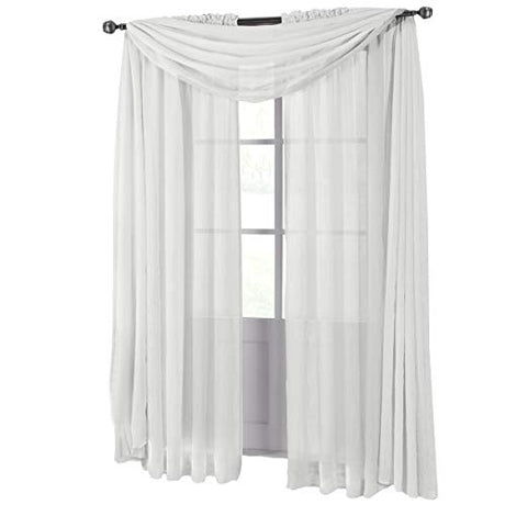 Royal Hotel Bedding Abri White Rod Pocket Crushed Sheer Curtain Panel 1PC Only, 50x108 inches Royal Hotel Bedding