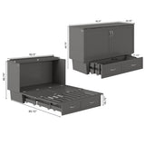 AFI, Monroe Queen Murphy Bed Chest with 6" Mattress, Storage Drawer & Built-in USB Charger, Grey AFI