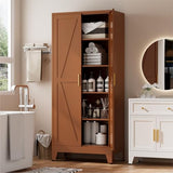 Brown Metal Storage Cabinet,71" Tall Farmhouse Storage Cabinets with 2 Morden Rhombus Doors and 4 Adjustable Shelves, Rustic Freestanding Cupboard for Kitchen,Home Office Living Room,Dining Room XIOMIOHTRQ