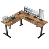 Klicelor L Shaped Standing Desk 63 x 55 Inch, Electric Height Adjustable Corner Desk for Home Office Workstation, Ergonomic Sit Stand Computer Table with Memory Controller, Rustic Brown Klicelor