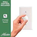 Hunter Fan 52401 Presto 44-Inch Low Profile Ceiling Fan with Wall Control, Whisper-Quiet Motor, 3-Speed Reversible Airflow, Matte Black Finish, Flush Mount Hunter