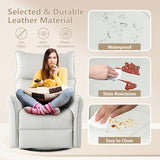 cinkehome Power Swivel Rocker Recliner with USB, Overstuffed Electric Reclining Chair, Faux Leather Rocker Recliner for Nursery, Living Room, Light Grey