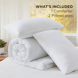 Bedsure Queen Comforter Set, White Soft Prewashed Bedding for All Seasons, 3 Pieces GentleSoft™ Bed Set, 1 Lightweight Comforter (90"x90") and 2 Pillowcases (20"x26") Bedsure