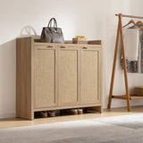 SICOTAS Shoe Storage Cabinet, 30 Pairs Rattan Shoe Cabinet Storage for Entryway, 6-Tier 41" Tall Large Shoe Cabinet, Boho Farmhouse Cabinet with Doors for Entryway Hallway Living Room, Light Oak SICOTAS
