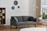 Container Furniture Direct 72" Retro Velvet Sofa Bed - Vintage Modern Convertible Futon w/Reclining Backrest - Velvet Upholstery on Solid Wood Frame (72" L x 34.6" W x 30.23" H), Grey Container Furniture Direct