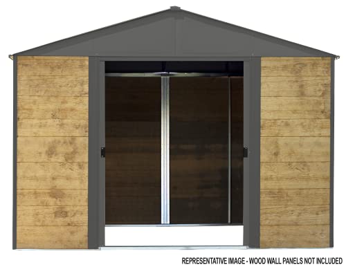 Arrow 10' x 8' Ironwood Galvanized Steel and Wood Panel Hybrid Outdoor Shed Kit, Anthracite - WoodArtSupply