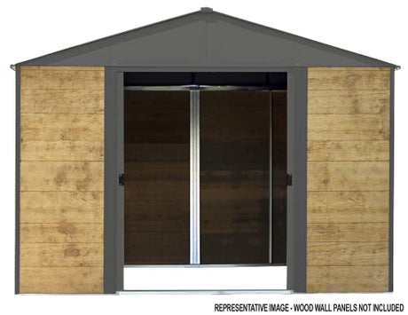 Arrow 10' x 8' Ironwood Galvanized Steel and Wood Panel Hybrid Outdoor Shed Kit, Anthracite Arrow