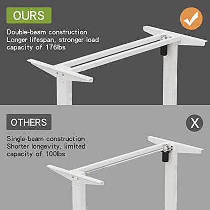 Radlove Electric Standing Desk, 55 x 30 Height Adjustable Computer Desk Sit Stand Desk Home Office Desks with Splice Board and A Under Desk Cable Management Tray (White Frame + Oak Top) - WoodArtSupply