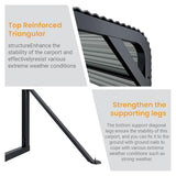 Unovivy 15x25 FT Metal Carport, Large Outdoor Heavy Duty Carport with Galvanized Steel Roof and 4 Support Feet, Spacious Vehicle Shelter for Cars, Boats, RVs, and Outdoor Equipment Unovivy