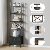 Furologee 5-Tier Industrial Ladder Shelf with 2 Drawers for Versatile Home Storage Furologee