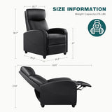 SMUG Recliner Chair for Living Room, Leather Home Theater Seating with Lumbar Support with Adjustable Backrest and Footrest, Modern Living Room Furniture with Padded Seat Backrest, Black SMUG