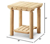 CASTLECREEK Cedar Log Side Table Nightstand, Rustic Natural Unfinished Wood End Tables for Bedroom, Living Room Couch, Cabin CASTLECREEK