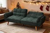 Trygoal Convertible Futon Sofa Bed, Modern Futon Couch with 2 Pillows, Small Futons Couch with Adjustable Armrest & Backrest, Loveseat Sofa Bed for Living Room, Bedroom, Green Trygoal