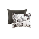 Intelligent Design Dorsey Comforter Reversible Flower Floral Botanical Printed Ultra-Soft Brushed All Season Bedding-Set, Full/Queen, Black/White 5 Piece Intelligent Design