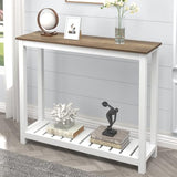 FOLUBAN Farmhouse Sofa Table, Rustic Vintage Console Table for Entryway, Living Room, Hallway, White FOLUBAN