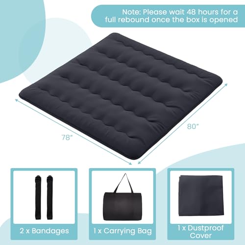 Giantex Japanese Floor Mattress, 4 Inch Futon Mattress with Washable Cover & Storage Bag, Foldable Roll up Mattress Tatami Mat, Portable Sleeping Pad for Camping, Dormitory, Black, King Giantex