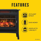 duraflame Freestanding Electric Fireplace Stove Heater with 3D Flame Effect for 1,000 Sq. Ft. Room, Black Duraflame