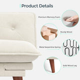 LINSY HOME Futon Sofa Bed, 70" Chenille Futon Couch with Adjustable Backrest Armrest, 3 in 1 Convertible Comfy Loveseat Sleeper Sofa Bed for Small Spaces Dorm Room Apartment Home Office, Beige White LINSY HOME