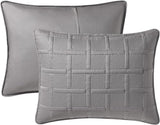 VCNY Home - Full/Queen Quilt Set, Pinsonic Bedding with Matching Pillow Shams, Dorm Room Essentials, Super Soft Home Decor (Square Dark Grey, 3-Piece) VCNY Home