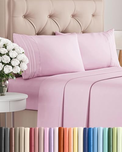 Full Size 4 Piece Sheet Set - Comfy Breathable & Cooling Bed Sheets Set - Hotel Luxury Bedding for Women, Men, Kids, Teens, Boys & Girls - Deep Pockets, Soft and Wrinkle Free - Oeko-Tex - Light Pink CGK Unlimited