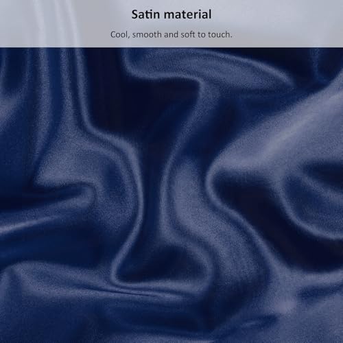 Lirex Satin Fitted Sheet Twin XL Size,Luxury & Ultra Soft Deep Pocket Single Bottom Bed Sheets Sold Separately, Navy Blue Lirex