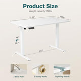 Smug Adjustable Height Standing Desk 48 Inch Electric Sit Stand Up Down Computer Table Ergonomic Rising Modern Lift Motorized Gaming Desktop Workstation for Work Home Office - Modern White SMUG