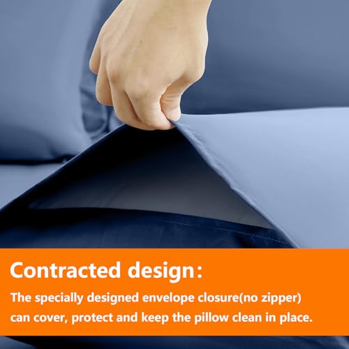 TAIMIT Slate Blue Twin Size Comforter Set - 5 Pieces, Bed in a Bag Bedding Sets with All Season Soft Quilted Warm Fluffy Reversible Comforter,Flat Sheet,Fitted Sheet,1 Pillow Shams,1 Pillowcases TAIMIT