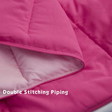 HIG 3pc Pink Queen Size Comforter Set - All Season Reversible Down Alternative Bedding Comforter Set - Quilted Duvet Insert with Corner Tabs - Box Stitched Blanket - Breathable, Soft, Fluffy HIG