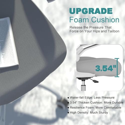 Mimoglad Office Chair, High Back Ergonomic Desk Chair with Adjustable Lumbar Support and Headrest, with flip-up Armrests for Guitar Playing, 5 Years Warranty (Moon Grey) Mimoglad