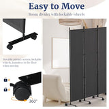 Kokorona 6 Panel Room Divider, 6FT Tall Rolling Privacy Screen with Lockable Wheels, Folding Wall Dividers Portable Room Divider for Room Separation, Included - Cover Strips, Grey, 119''W x 70''H Kokorona