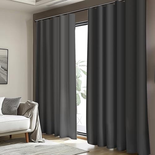 Cbsroro Room Divider Curtains, Blackout Ceiling Track Curtains with Hooks Wall Dividers for Bedroom Living Room Separation Office Privacy Partition, Noise Reduction, W100 × L84 Inch,1 Panel, Black cbsroro