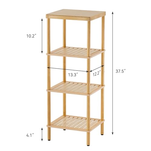 AmazerBath Eco-Friendly 4-Tier Bamboo Storage Shelf - Versatile Rack for Home and Bathroom - WoodArtSupply