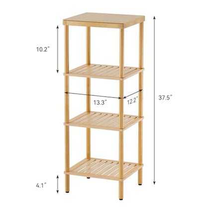 AmazerBath Bamboo Bathroom Shelf, 4-Tier Bathroom Storage Shelf, Multifunctional Storage Rack for Living Room Bedroom Kitchen, Space Saver