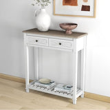 kinbor Entryway Table - White Console Table with 2 Drawers, Narrow Small Console Table with Storage Shelf for Entryway, Living Room, Hallway, White kinbor